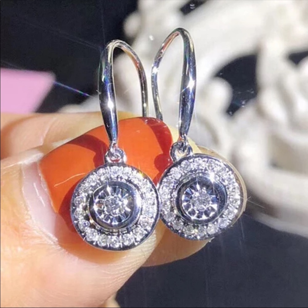 New Women’s 925 Silver Crystal Drop Earrings